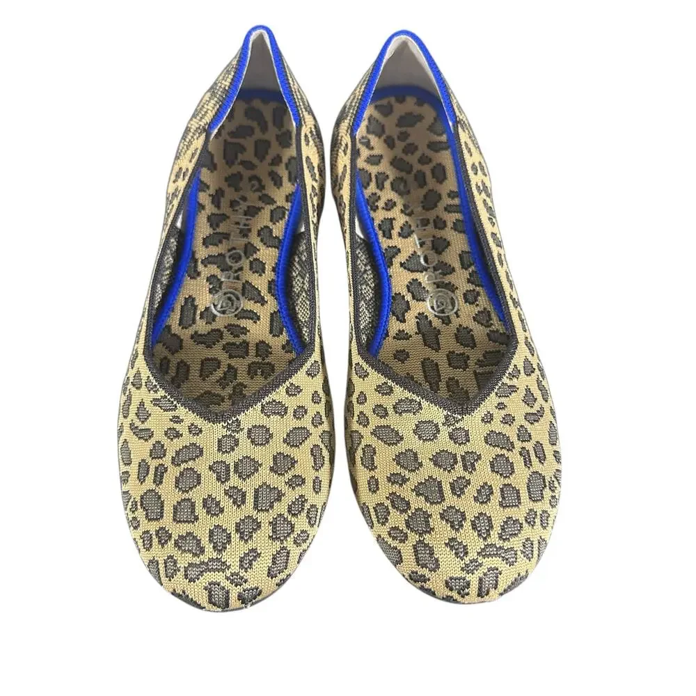 Rothy’s Size 9.5 Leopard Print Almond Toe Flats Washable Eco-Friendly